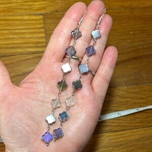 3/$25 Long Clover Drop Earrings with Iridescent  Accents